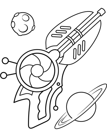 Aliens Futuristic Gun Coloring Page